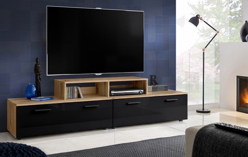T30-200 + TV Stand - Black gloss fronts